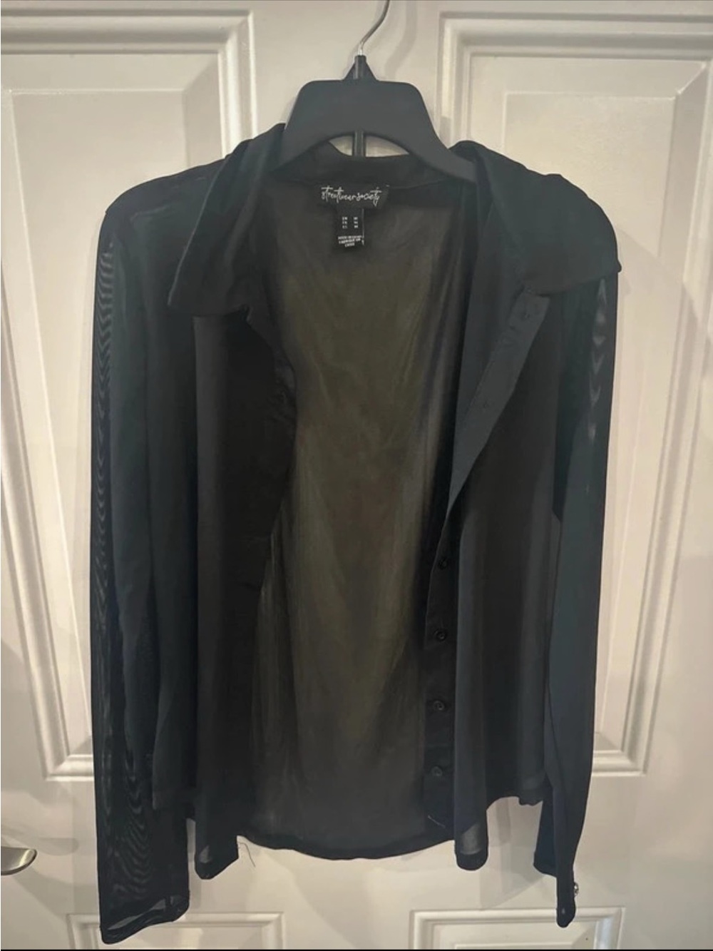 Streetwear Society Black Sheer Button-Up Blazer
